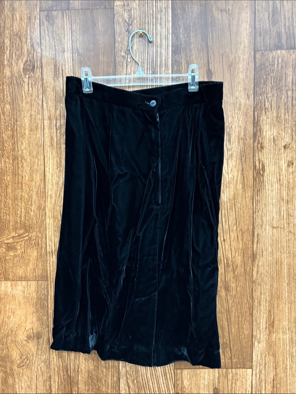 Black Velvet Midi Skirt with Subtle Sheen